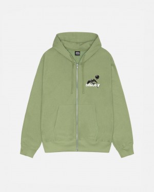 Stussy Apocalypse Zip Hoodie - Unisex Hoodies Zöld | PHUQX62901