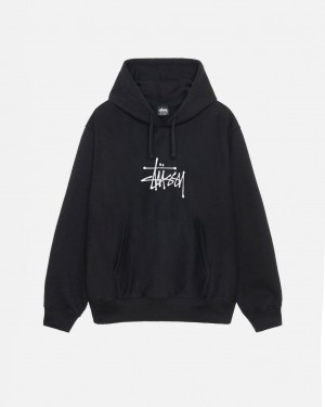 Stussy Basic Applique Hoodie - Unisex Hoodies Fekete | ZHUNQ86278