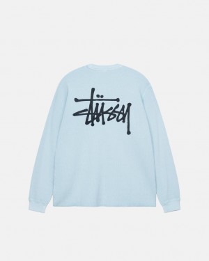 Stussy Basic Stock Ls Thermal - Mens Long Sleeve Knit Világos Kék | ZHUNQ54372