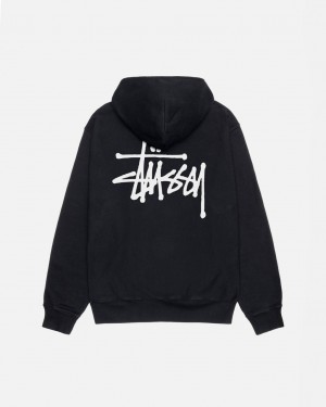 Stussy Basic Stussy Hoodie Pigment Dyed - Unisex Hoodies Fekete | HUNEJ11355