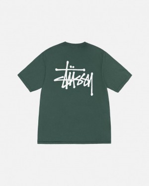 Stussy Basic Stussy Tee Pigment Dyed - Unisex Shortsleeve Zöld | BHUSO38596