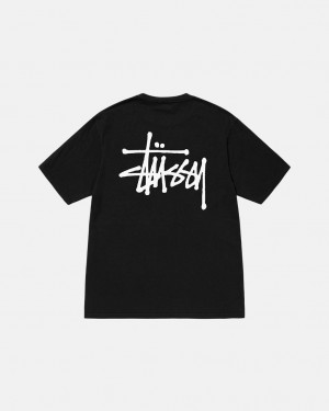 Stussy Basic Stussy Tee Pigment Dyed - Unisex Shortsleeve Fekete | MHUHR62614