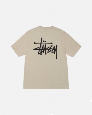 Stussy Basic Stussy Tee - Mens Rövid Sleeve T-Shirt Khaki | HUJZR74557