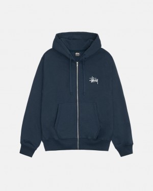 Stussy Basic Stussy Zip Hoodie - Unisex Hoodies Sötétkék | HUCIF30798