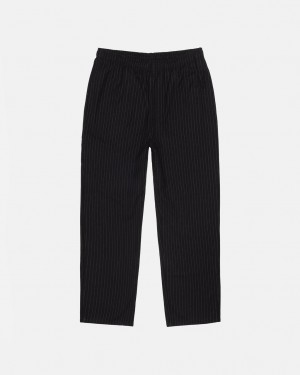 Stussy Beach Pant Gyapjú Stripe - Unisex Pants Fekete | GHUEC70324