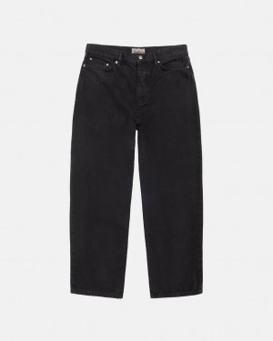 Stussy Big Ol& Jean Washed Vászon - Unisex Pants Fekete | EHUHC36280