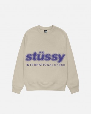 Stussy Blur Crew - Unisex Hoodies Khaki | QHUWA78818