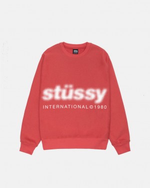 Stussy Blur Crew - Unisex Hoodies Piros | YHUGT97384