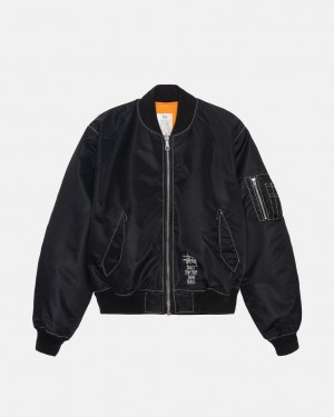 Stussy Built Reversible Bomber Jacket - Unisex Jackets Fekete | HUXBR18265