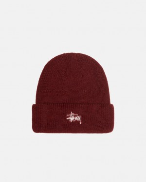 Stussy Cuff Beanie Basic - Unisex Sötétpiros | LHUTR20938