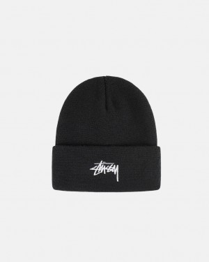 Stussy Cuff Beanie Stock - Unisex Fekete | UHUTG80156