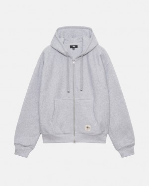 Stussy Double Face Label Zip Hoodie - Unisex Hoodies Szürke | BHUSD89518