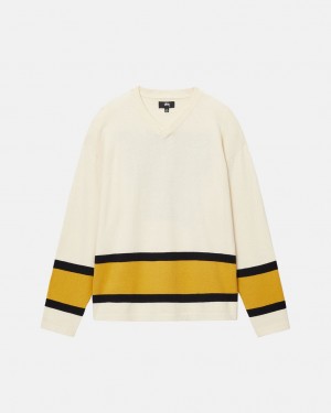 Stussy Hockey Pulóver - Unisex Sweaters Bézs | LHUTR42371