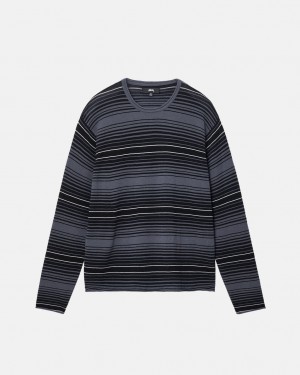 Stussy Horizontal Stripe Pulóver - Unisex Sweaters Szürke | PHUQX73621