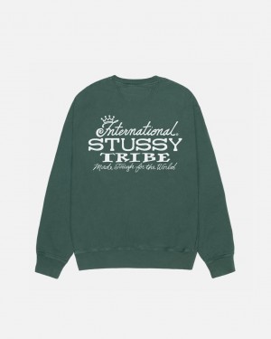 Stussy IST Crew Pigment Dyed - Unisex Hoodies Zöld | HUNEJ11220