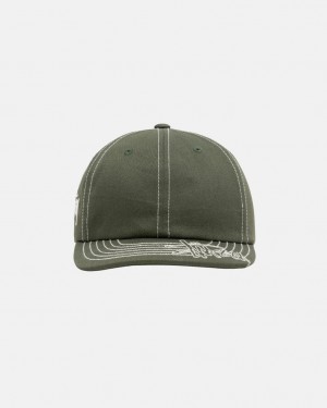 Stussy Low Pro Basic Stitch Strapback - Unisex Olivazöld | HUZDE41533