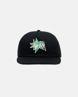 Stussy Mid-Depth Basic Star Strapback - Unisex Fekete | BHUSO20148