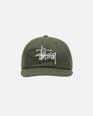 Stussy Mid-Depth Basic Strapback - Unisex Olivazöld | YHUVQ97950