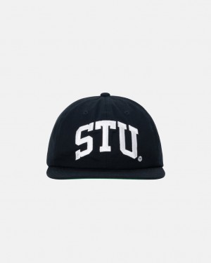 Stussy Mid-Depth Stu Arch Strapback - Unisex Fekete | BHUSD28016