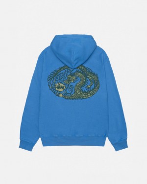 Stussy Mosaic Dragon Hoodie Pigment Dyed - Unisex Hoodies Kék | PHUQX32701