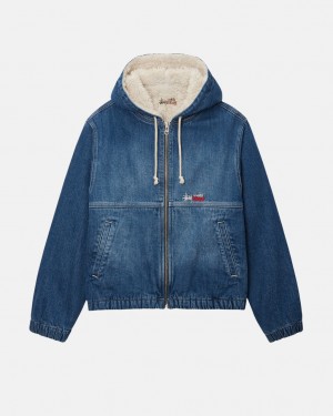 Stussy Munka Jacket Denim Sherpa - Unisex Jackets Kék | AHUWC14987