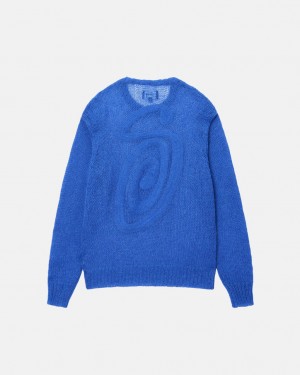 Stussy S Loose Knit Pulóver - Unisex Sweaters Kék | GHUUC27748