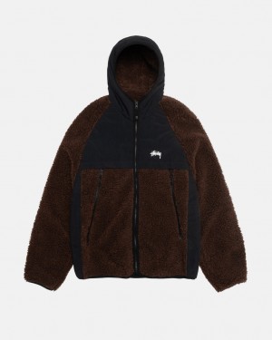 Stussy Sherpa Paneled Csuklyás Jacket - Unisex Hoodies Barna | SHUVO44980