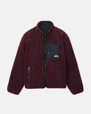 Stussy Sherpa Reversible Jacket - Unisex Jackets Bordó | HUDFL15151