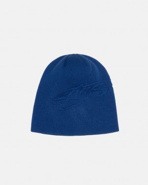 Stussy Skullcap Embossed Smooth Stock - Unisex Királykék | HUICD69734