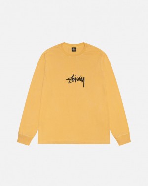 Stussy Small Stock LS Tee Pigment Dyed - Unisex Longsleeve Narancssárga | HUDFL14254