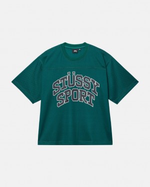 Stussy Sport Mesh Football Jersey - Unisex Sweaters Knits Zöld | HUDYB23428