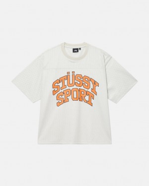 Stussy Sport Mesh Football Jersey - Unisex Sweaters Knits Bézs | BHUSO70451