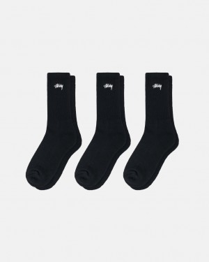 Stussy Stock Crew Sock Pack - Home Goods Fekete | MHUHR57762