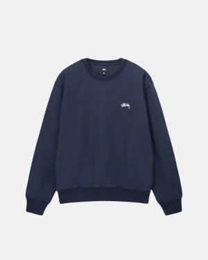 Stussy Stock Logo Crew - Unisex Hoodies Sötétkék | YHUVQ73685