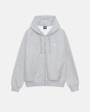 Stussy Stock Logo Zip Hoodie - Unisex Hoodies Szürke | ZHUMJ92220