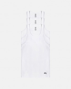 Stussy Stussy Tank Undershirt - Unisex Sweaters Knits Fehér | XHUGW23515