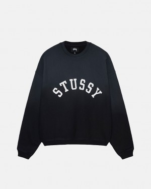 Stussy Sun Faded Oversized Crew - Unisex Hoodies Fekete | QHUUV51283