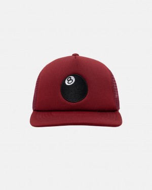 Stussy Trucker 8 Ball Snapback - Unisex Piros | MHUFT47873