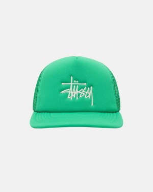 Stussy Trucker Big Basic Snapback - Unisex Zöld | PHUQX59038