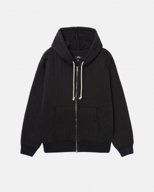 Stussy Vertical Steppelt Zip Hoodie - Unisex Hoodies Fekete | HUJKU55890