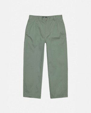 Stussy Workgear Trouser Twill - Unisex Pants Zöld | AHUWC93757