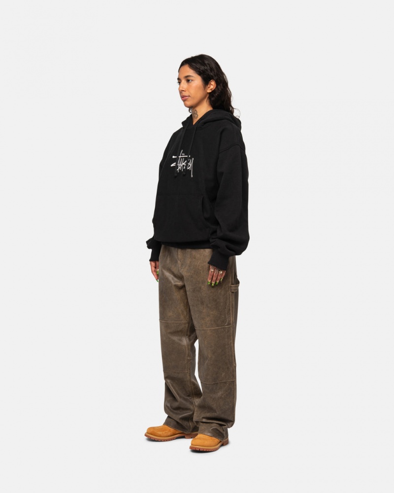 Stussy Basic Applique Hoodie - Unisex Hoodies Fekete | ZHUNQ86278