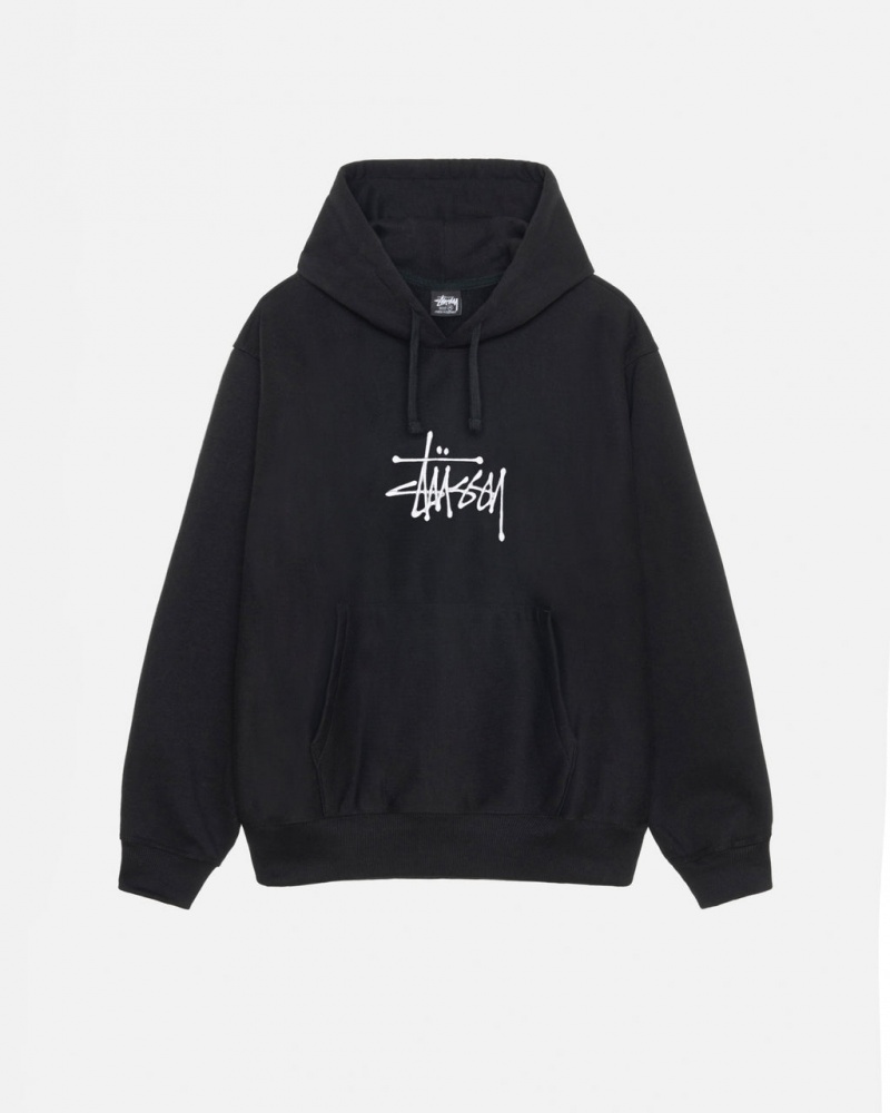 Stussy Basic Applique Hoodie - Unisex Hoodies Fekete | ZHUNQ86278