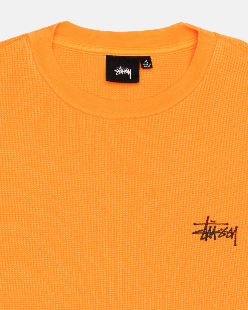 Stussy Basic Stock Ls Thermal - Mens Long Sleeve Knit Sárgabarack | HUJVR11899