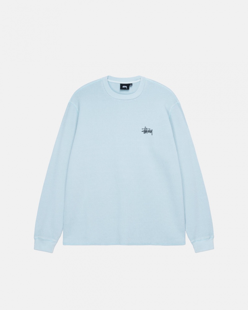 Stussy Basic Stock Ls Thermal - Mens Long Sleeve Knit Világos Kék | ZHUNQ54372