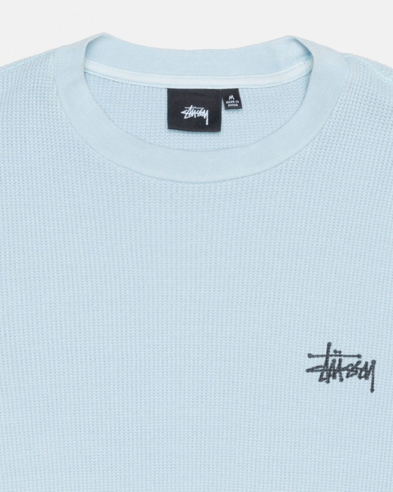 Stussy Basic Stock Ls Thermal - Mens Long Sleeve Knit Világos Kék | ZHUNQ54372