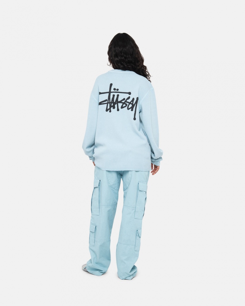 Stussy Basic Stock Ls Thermal - Mens Long Sleeve Knit Világos Kék | ZHUNQ54372