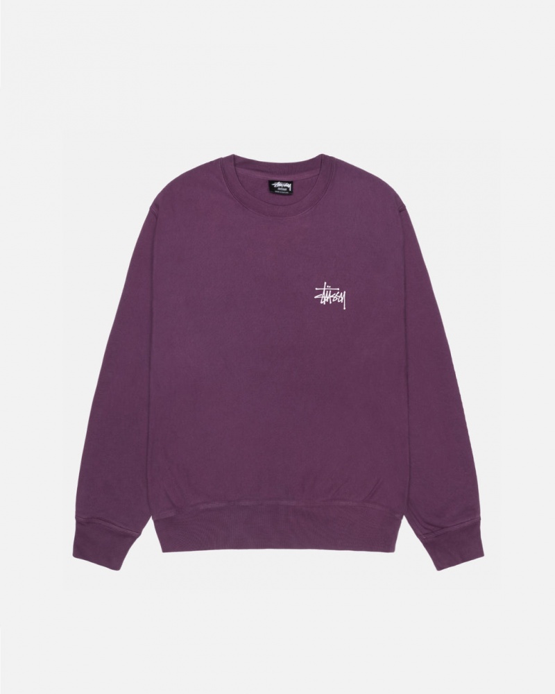 Stussy Basic Stussy Crew Pigment Dyed - Unisex Hoodies Lila | HUCIF27594