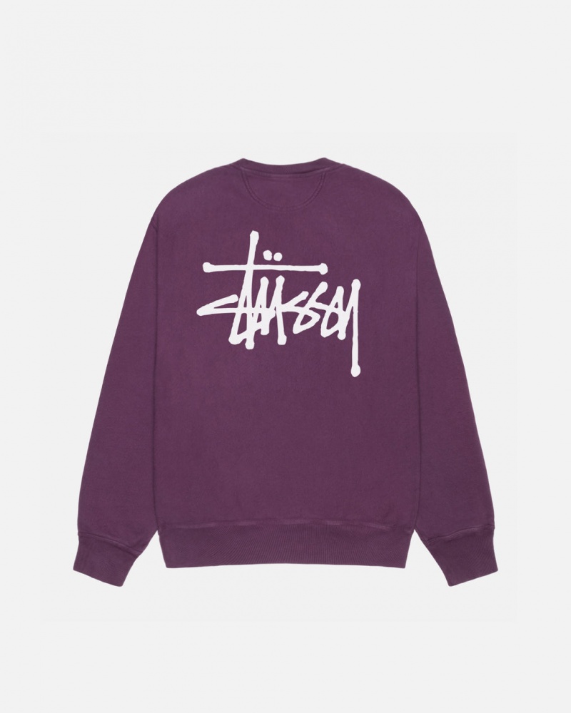 Stussy Basic Stussy Crew Pigment Dyed - Unisex Hoodies Lila | HUCIF27594