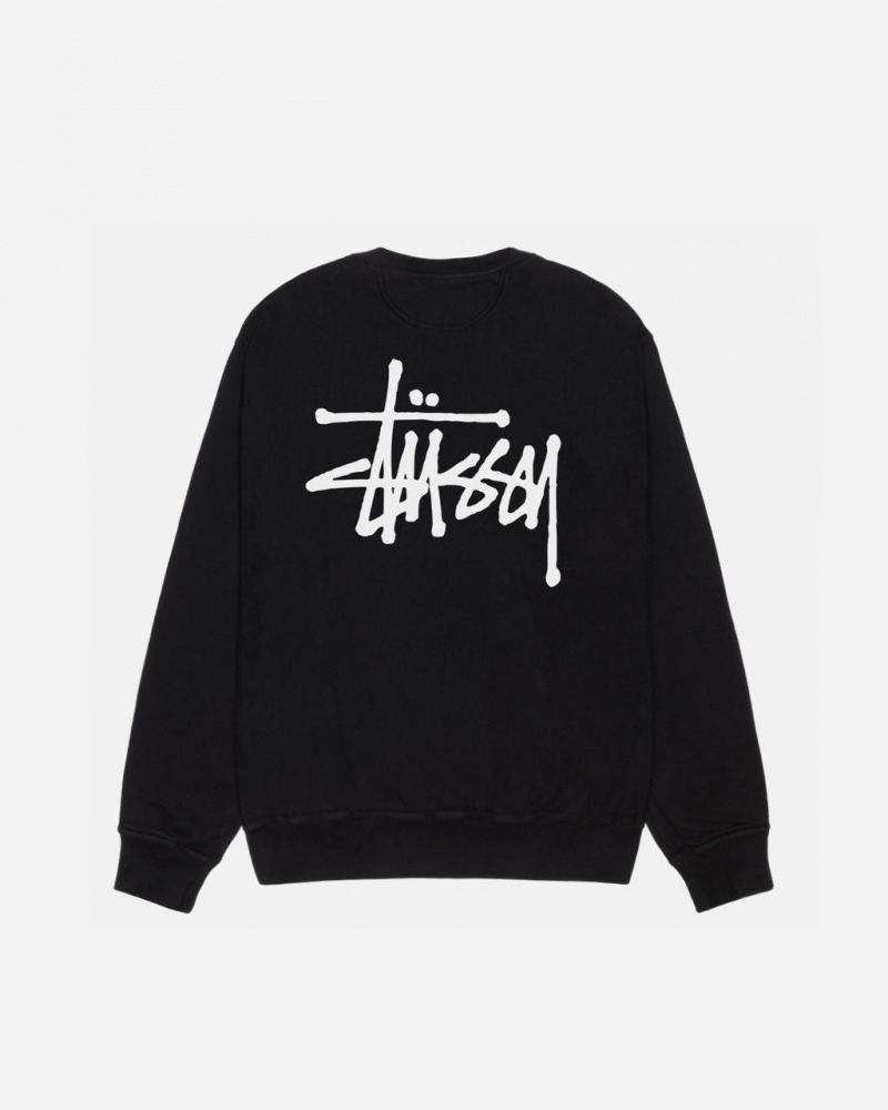 Stussy Basic Stussy Crew Pigment Dyed - Unisex Hoodies Fekete | EHUHC56340